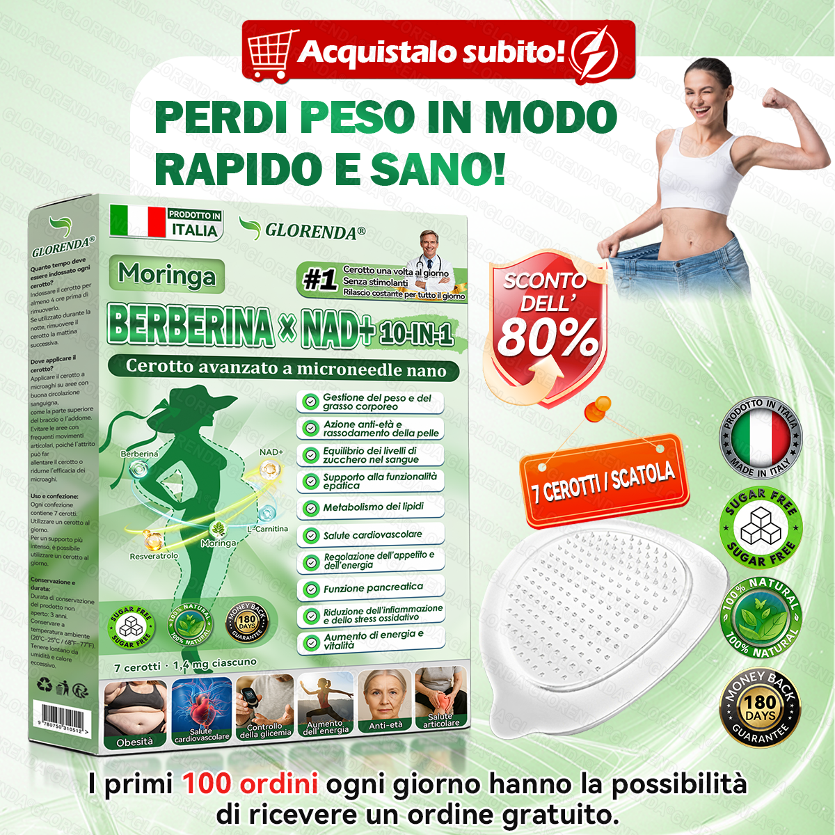 𝐆𝐋𝐎𝐑𝐄𝐍𝐃𝐀® 𝐌𝐨𝐫𝐢𝐧𝐠𝐚 · 𝐁𝐞𝐫𝐛𝐞𝐫𝐢𝐧𝐞 × 𝐍𝐀𝐃+ 𝟏𝟎-𝐢𝐧-𝟏 𝐂𝐞𝐫𝐨𝐭𝐭𝐨 𝐀𝐯𝐚𝐧𝐳𝐚𝐭𝐨 𝐍𝐚𝐧𝐨 𝐌𝐢𝐜𝐫𝐨𝐧𝐞𝐞𝐝𝐥𝐞 (𝐒𝐨𝐥𝐨 𝐮𝐧𝐚 𝐯𝐨𝐥𝐭𝐚 𝐚𝐥 𝐠𝐢𝐨𝐫𝐧𝐨, 𝐜𝐚𝐦𝐛𝐢𝐚𝐦𝐞𝐧𝐭𝐢 𝐯𝐢𝐬𝐢𝐛𝐢𝐥𝐢 𝐢𝐧 𝟕 𝐠𝐢𝐨𝐫𝐧𝐢) 𝐏𝐞𝐫 𝐨𝐛𝐞𝐬𝐢𝐭à, 𝐩𝐞𝐥𝐥𝐞 𝐫𝐢𝐥𝐚𝐬𝐬𝐚𝐭𝐚, 𝐝𝐢𝐚𝐛𝐞𝐭𝐞, 𝐚𝐩𝐧𝐞𝐚 𝐧𝐨𝐭𝐭𝐮𝐫𝐧𝐚, 𝐩𝐫𝐨𝐛𝐥𝐞𝐦𝐢 𝐚𝐫𝐭𝐢𝐜𝐨𝐥𝐚𝐫𝐢 𝐞 𝐦𝐨𝐥𝐭𝐨 𝐚𝐥𝐭𝐫𝐨