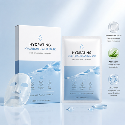 Hydrating Hyaluronic Acid Mask | Moisture Care & Soft Skin Feel, Fresh Dewy Look